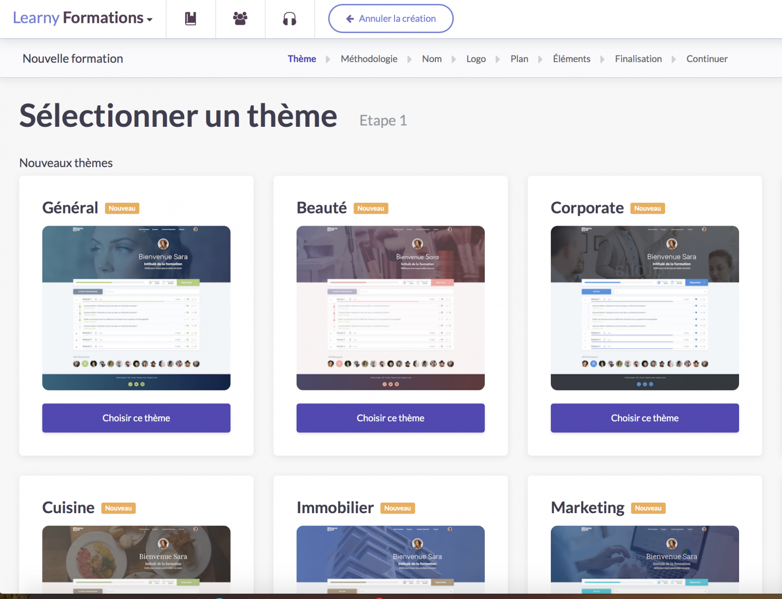 Sélection d’un thème LearnyBox