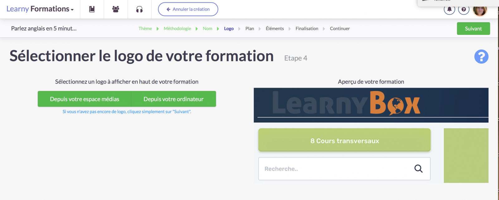 Paramétrage logo et entête